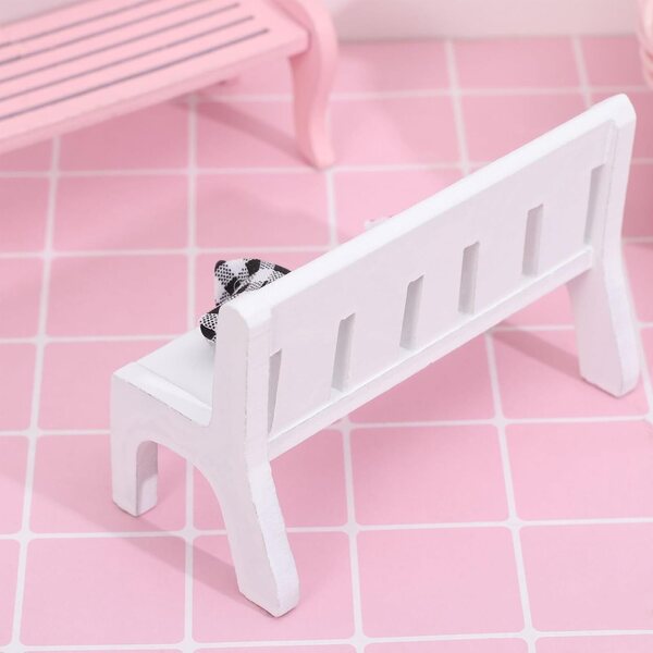 ORFOFE Mini Panca da Giardino in Legno Bianco con Cuscini per Casa delle Bambole