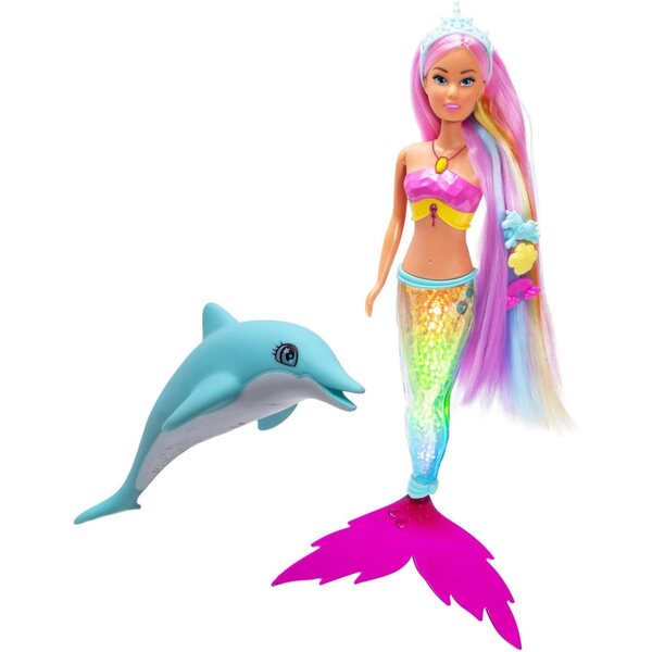 Steffi Love Mermaizing 39 см - Кукла Русалка с дъгова светлина и делфин