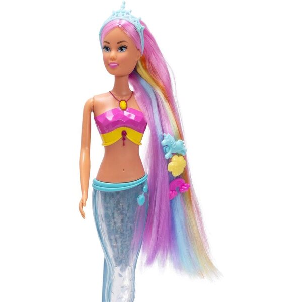 Steffi Love Mermaizing 39 cm - Bambola sirena con luce arcobaleno e delfino