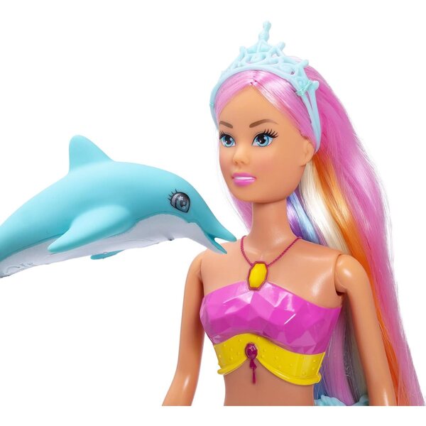 Steffi Love Mermaizing 39 cm - Bambola sirena con luce arcobaleno e delfino