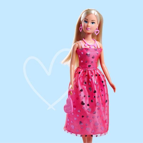 Steffi Love Barbie con Abito Rosa a Cuori e Accessori - A Partire da 3 Anni