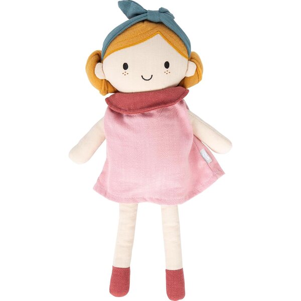 Small Foot Bambola di Stoffa Lina 39 cm con Vestito Rosa e Fascia per Bambini