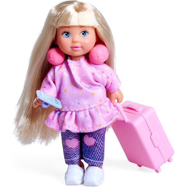 Simba Evi Love Bon Voyage: 12 cm große Minipuppen mit Koffer und Reisezubehör
