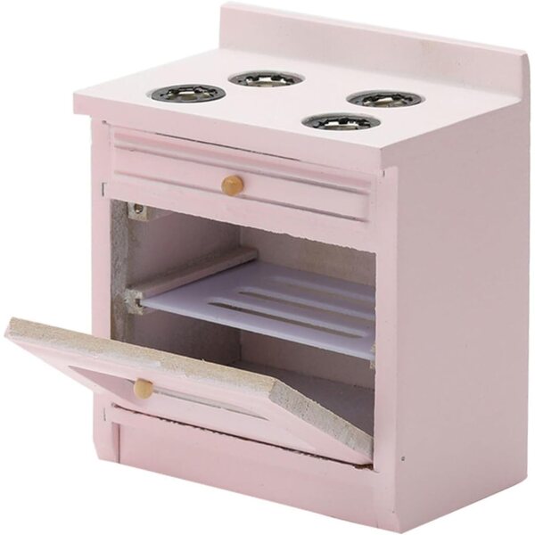 GARVALON Fornello Miniatura in Legno Rosa per Case delle Bambole 9x7,5 cm