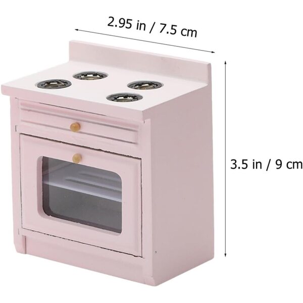 GARVALON Fornello Miniatura in Legno Rosa per Case delle Bambole 9x7,5 cm