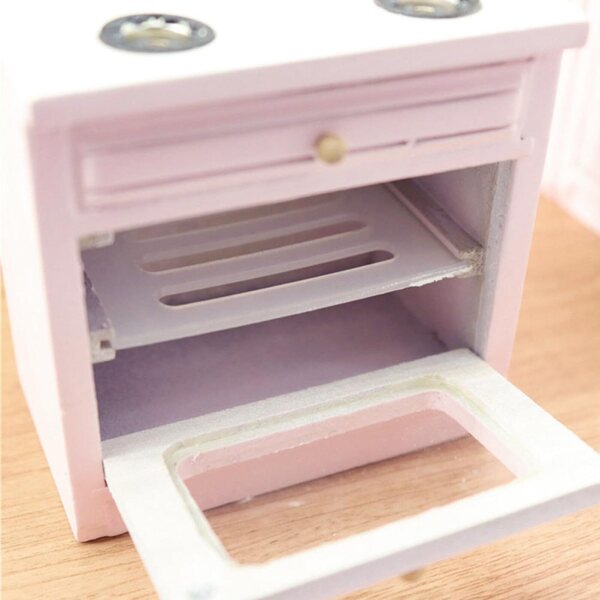 GARVALON Fornello Miniatura in Legno Rosa per Case delle Bambole 9x7,5 cm