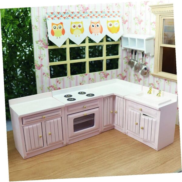 GARVALON Fornello Miniatura in Legno Rosa per Case delle Bambole 9x7,5 cm