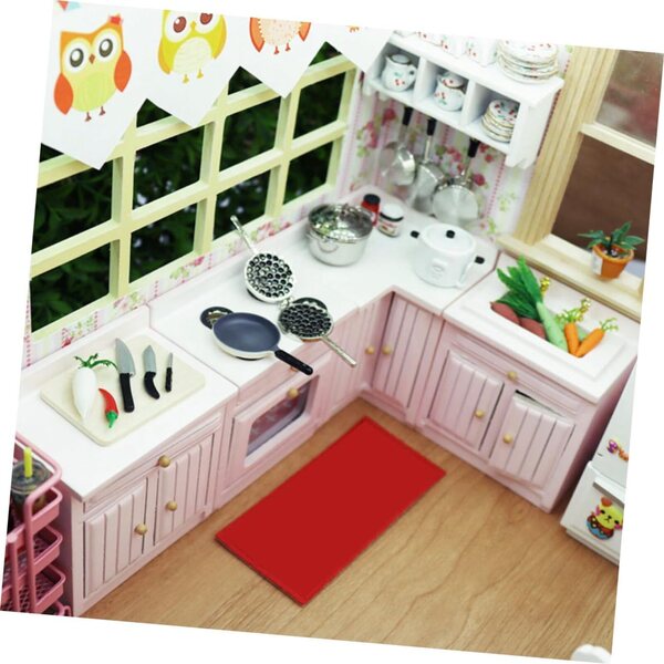 GARVALON Fornello Miniatura in Legno Rosa per Case delle Bambole 9x7,5 cm