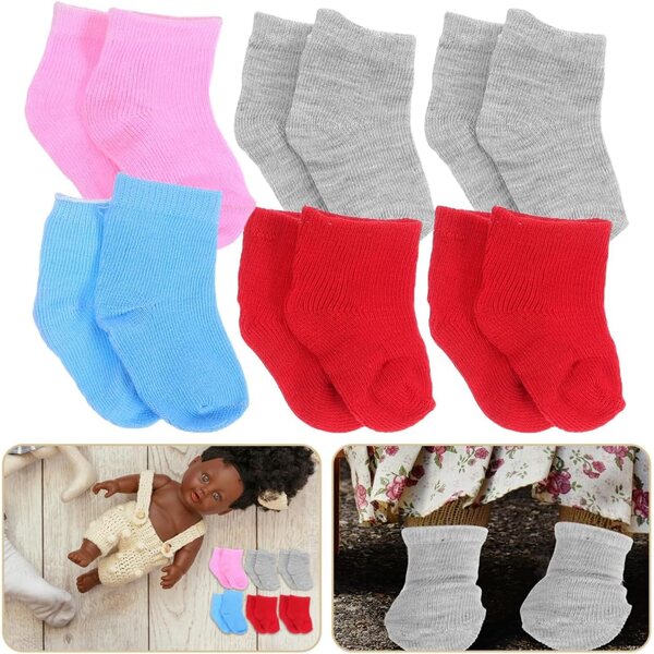 Set mit 6 Paar bunten Socken für 18-Zoll-Puppen aus weichem Toyvian-Stoff