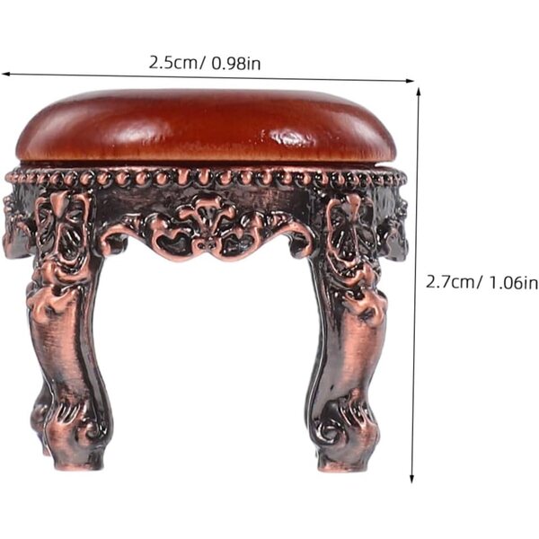 Mini Sgabello in Legno e Lega di Zinco per Casa delle Bambole - ERINGOGO