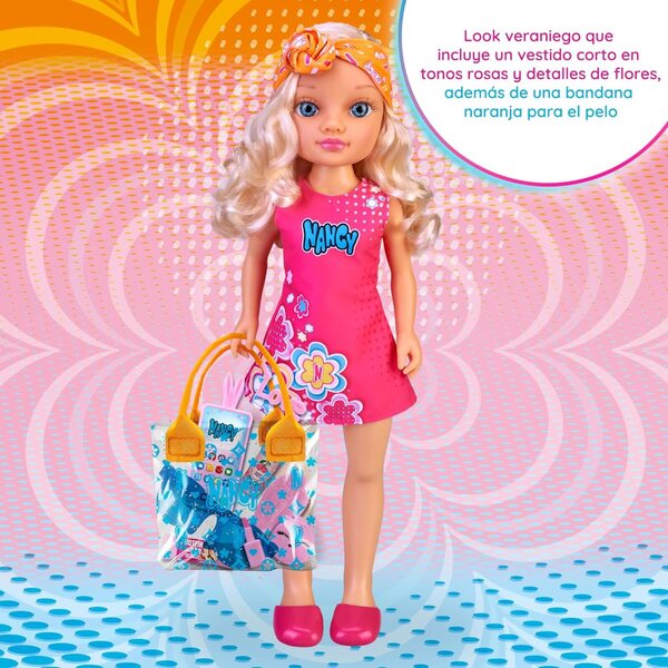Nancy-Puppe und Sommerlook mit Bandana und 7 Accessoires in der transparenten Tragetasche