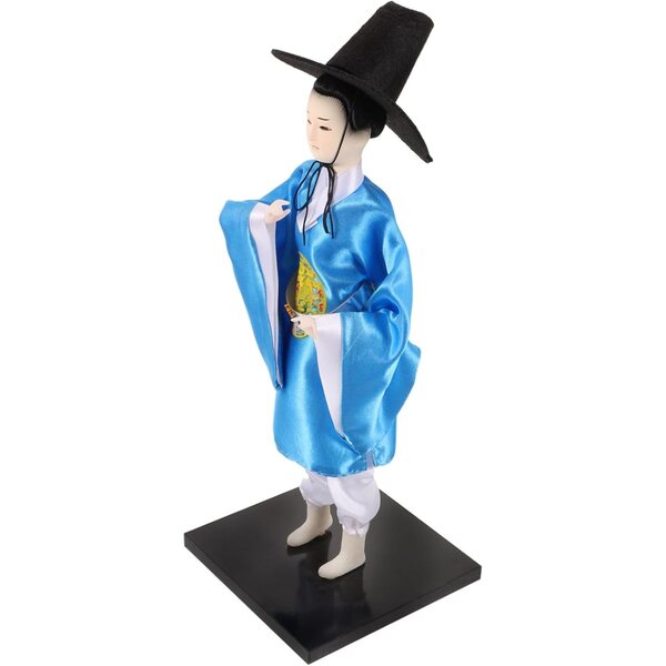 Figurina Decorativa Hanbok Coreano Tradizionale in Tessuto, Artigianato Artistico Unico