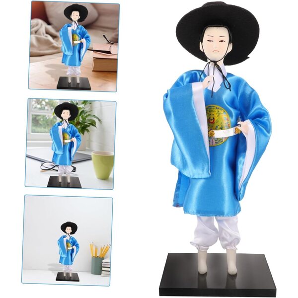 Figurina Decorativa Hanbok Coreano Tradizionale in Tessuto, Artigianato Artistico Unico