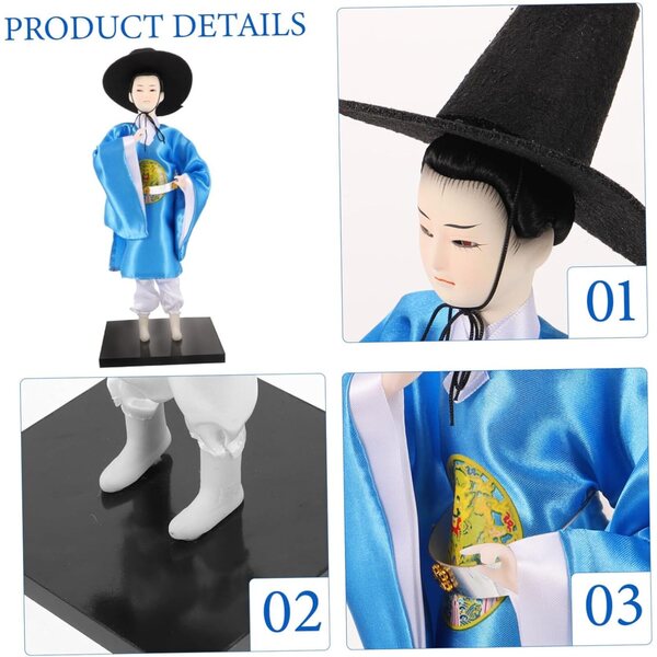 Figurina Decorativa Hanbok Coreano Tradizionale in Tessuto, Artigianato Artistico Unico