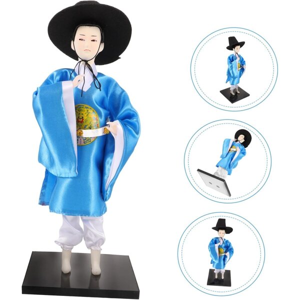 Figurina Decorativa Hanbok Coreano Tradizionale in Tessuto, Artigianato Artistico Unico