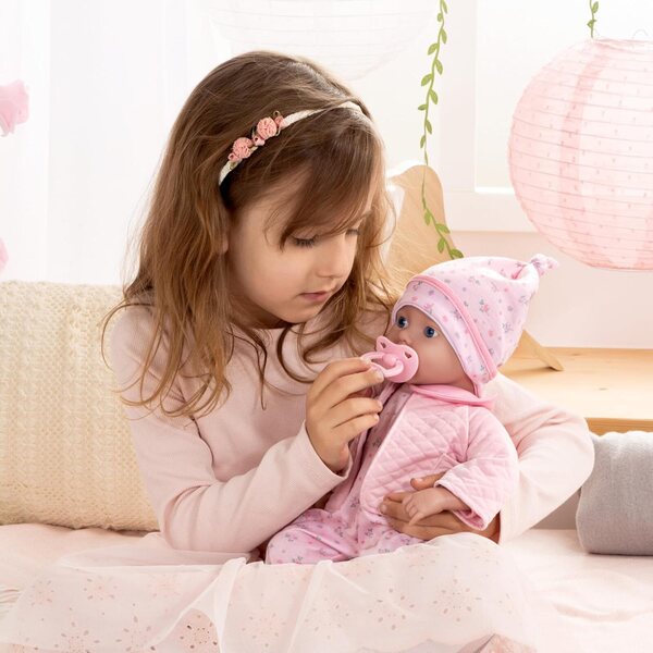 Realistische 38 cm große wiedergeborene Babypuppe mit Schnuller, Flasche und detaillierter Kleidung
