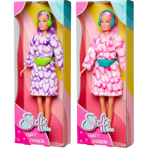Steffi Love Fluffy Fashion bambola 29 cm con abito soffice e accessori in 2 colori