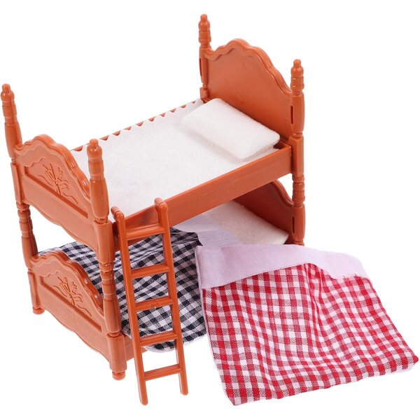 Mini Letto a Castello per Casa delle Bambole in PVC e Tessuto, Realistico e Durevole