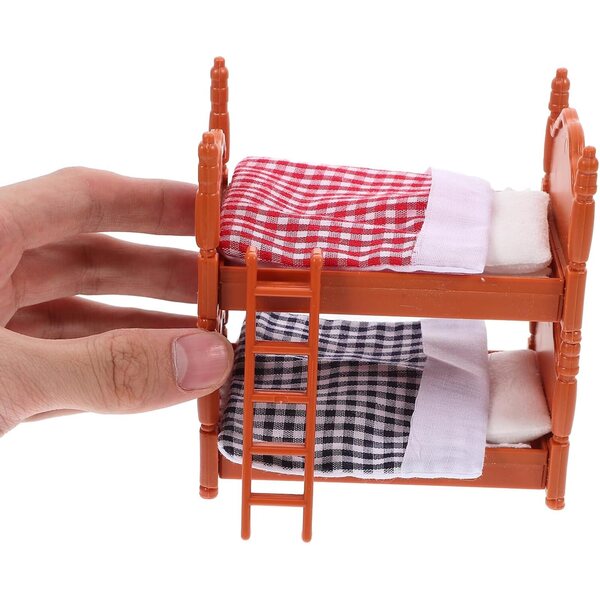 Mini Letto a Castello per Casa delle Bambole in PVC e Tessuto, Realistico e Durevole