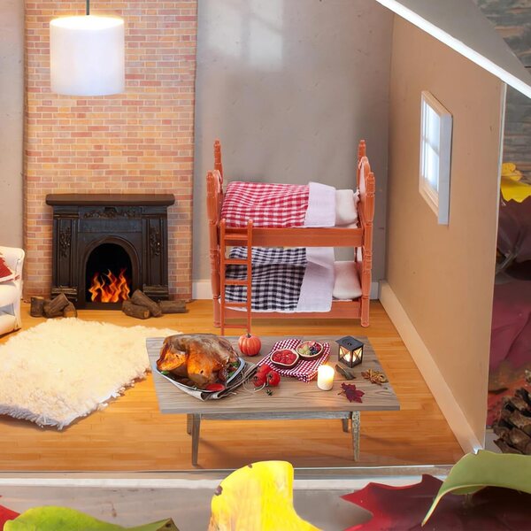 Mini Letto a Castello per Casa delle Bambole in PVC e Tessuto, Realistico e Durevole