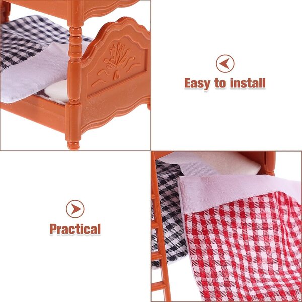 Mini Letto a Castello per Casa delle Bambole in PVC e Tessuto, Realistico e Durevole
