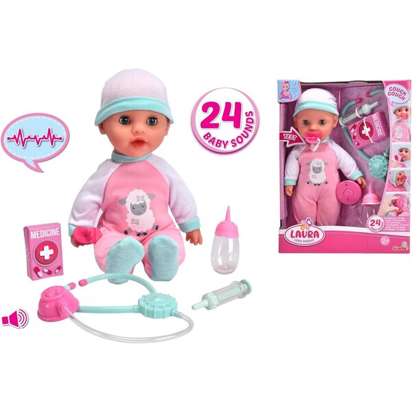 Simba Laura Little Patient Bambola con Corpo Morbido e Accessori Medico Interattivi 30 cm