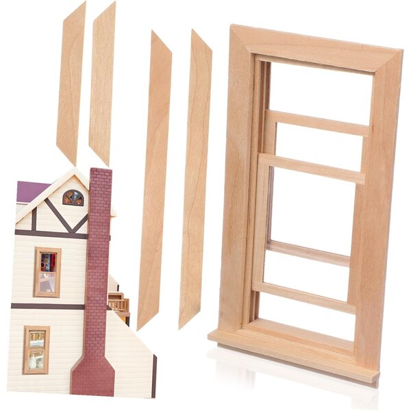 ifundom Holzfenster für Puppenhaus-Miniatur 1:12 – realistische Dekoration