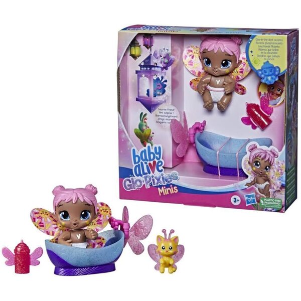 Baby Alive Glo Pixies Minis Bubble Sunny – 10 cm leuchtende Puppen, interaktiv