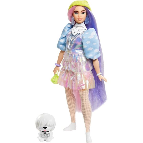 Barbie Extra Doll #2 mit glitzerndem Look und entzückendem Welpen – Mattel