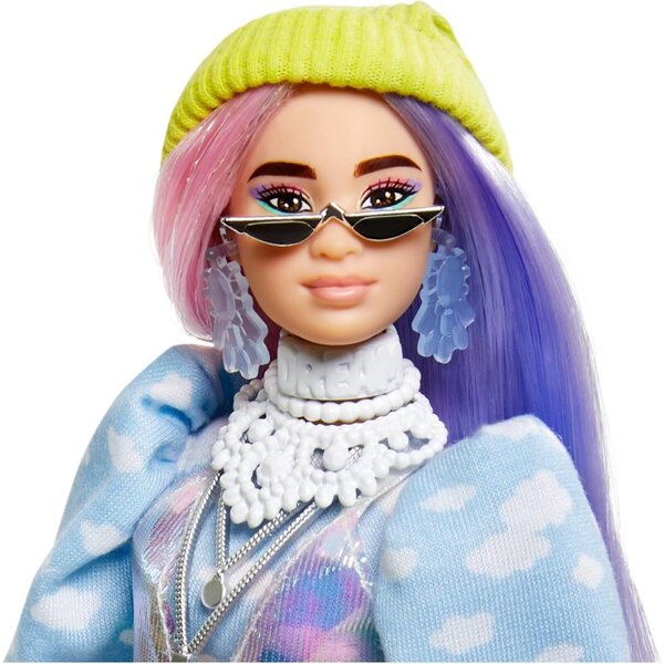 Barbie Extra Doll #2 mit glitzerndem Look und entzückendem Welpen – Mattel