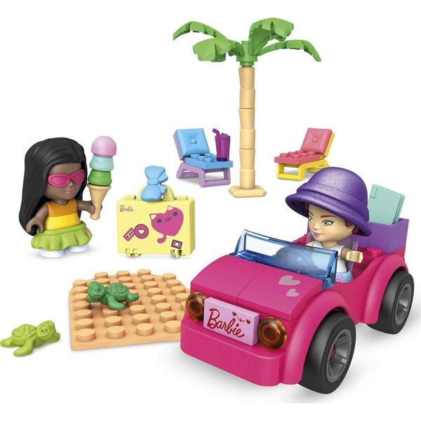 Mega Construx Barbie Aventure Plage – 70 Teile, 2 Mini-Puppen, Konstruktionen für Kinder ab 4 Jahren
