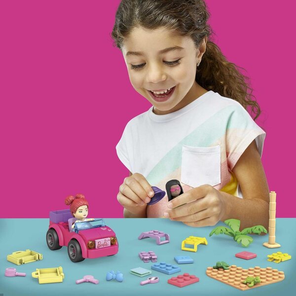 Mega Construx Barbie Aventure Plage – 70 Teile, 2 Mini-Puppen, Konstruktionen für Kinder ab 4 Jahren