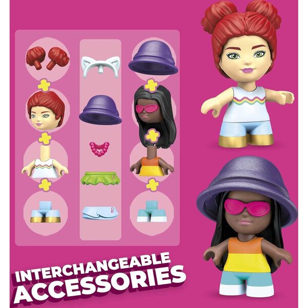 Mega Construx Barbie Aventure Plage – 70 Teile, 2 Mini-Puppen, Konstruktionen für Kinder ab 4 Jahren