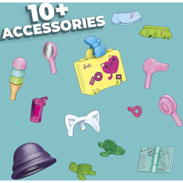 Mega Construx Barbie Aventure Plage – 70 Teile, 2 Mini-Puppen, Konstruktionen für Kinder ab 4 Jahren