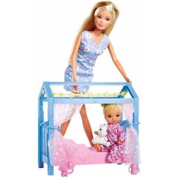 Simba Steffi Love Sweet Dreams Puppen mit Baby und Kinderbett 12 Stück 29 cm mit Nachtlicht