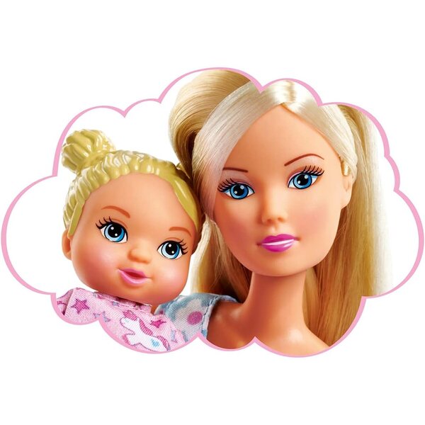 Simba Steffi Love Sweet Dreams Puppen mit Baby und Kinderbett 12 Stück 29 cm mit Nachtlicht