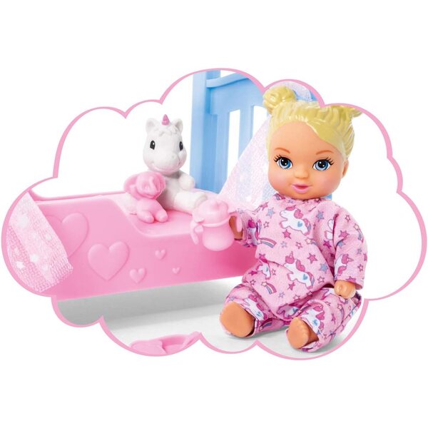 Simba Steffi Love Sweet Dreams Puppen mit Baby und Kinderbett 12 Stück 29 cm mit Nachtlicht