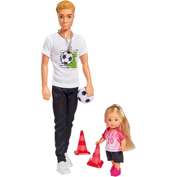 Simba Fußball-Trainingsset Kevin-Trainer und Evi-Spieler mit Zubehör 30 cm