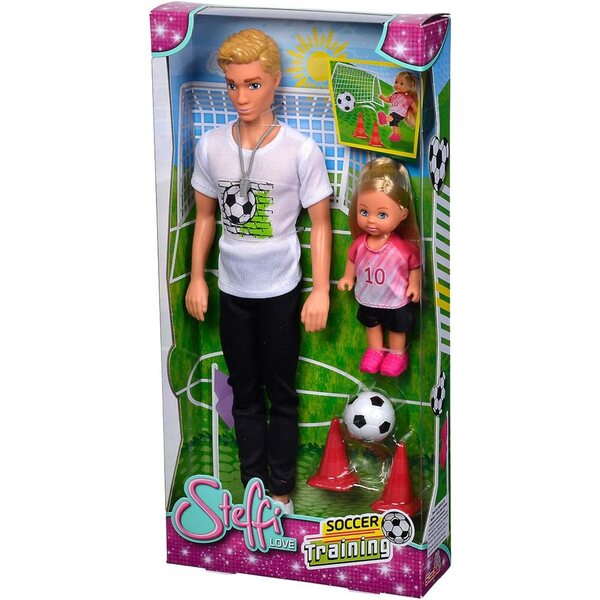 Simba Fußball-Trainingsset Kevin-Trainer und Evi-Spieler mit Zubehör 30 cm