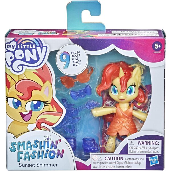 My Little Pony Sunset Shimmer Poppin Pony con 7 accessori moda e sorpresa