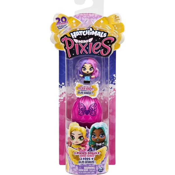 Hatchimals Mini Pixies 2 Figuren 3,8 cm mit austauschbaren und riesigen Flügeln