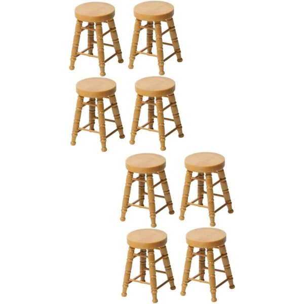 ERINGOGO 4 Mini Sgabelli in Legno Naturale per Casa Bambole, Accessori Resistenti