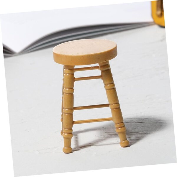 ERINGOGO 4 Mini Sgabelli in Legno Naturale per Casa Bambole, Accessori Resistenti