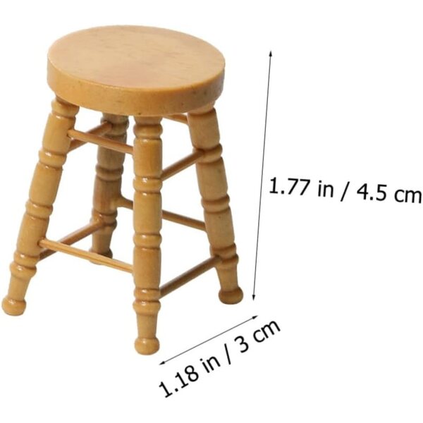 ERINGOGO 4 Mini Sgabelli in Legno Naturale per Casa Bambole, Accessori Resistenti
