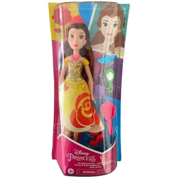 Disney Princess Belle mit buntem Kleid und Haarschmuck – Serie „Be Bright, Be Bold“.