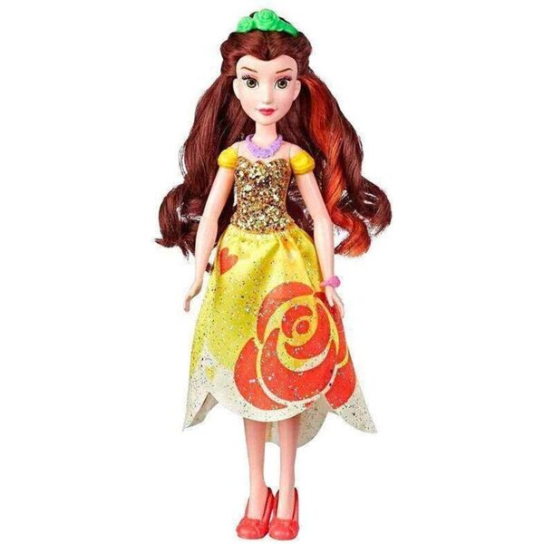Disney Princess Belle mit buntem Kleid und Haarschmuck – Serie „Be Bright, Be Bold“.