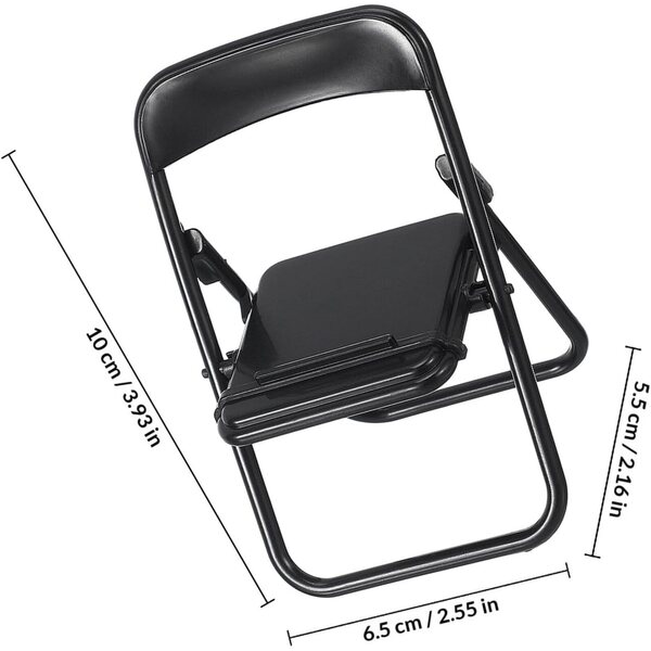 Set 12 Mini Sedie Pieghevoli Nere in Plastica per Casa delle Bambole e Oggetti Scenici