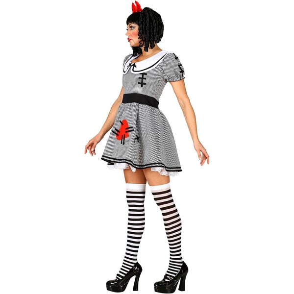 Costume bambole d'Horreur Widmann Milano: Abito nero e bianco con fiocco rosso, Halloween