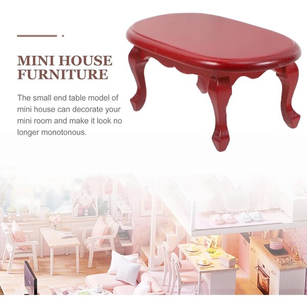 Mini-Teetisch aus Holz für Mobil- und Puppenhäuser – elegante Miniaturdekoration