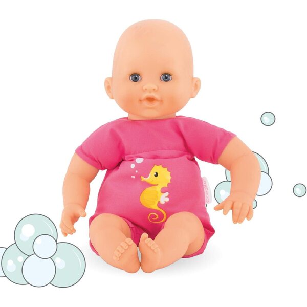 Corolle Baby Bath Plouf Fuchsia 30 cm – Weiche Puppe mit Vanilleduft für Wasserspiele
